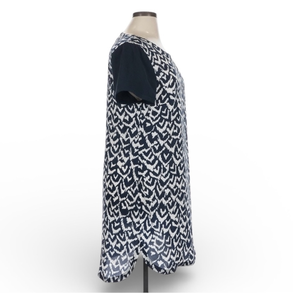 DKNYC Shift Dress Navy White Abstract Print Short Sleeve Work Casual Size XL - Picture 5 of 9